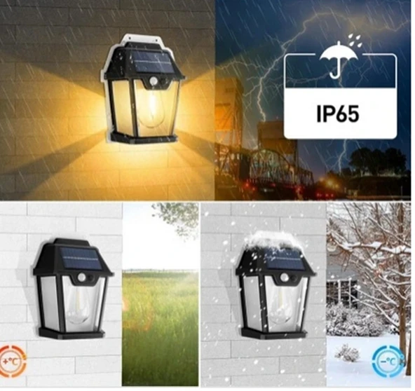 2 Adet 3 Modlu Hareket Sensörlü Güneş Enerjili Solar Lamba Fotoselli Solar Dış Mekan Bahçe Lambası - 6