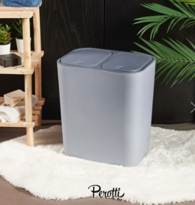 Perotti 13252 Milton Grey 15lt 2`li Çöp Kovası