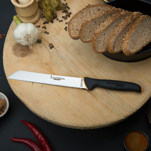 LAZBİSA Mutfak Bıçak Seti Tırtıklı Ekmek Bıçağı Platinum Serisi
