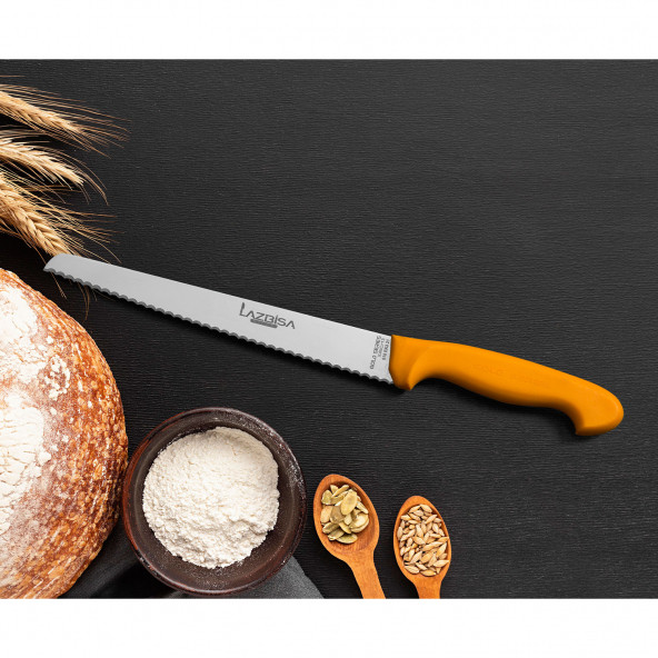 LAZBİSA Mutfak Bıçak Seti Tırtıklı Ekmek Bıçağı Gold Serisi