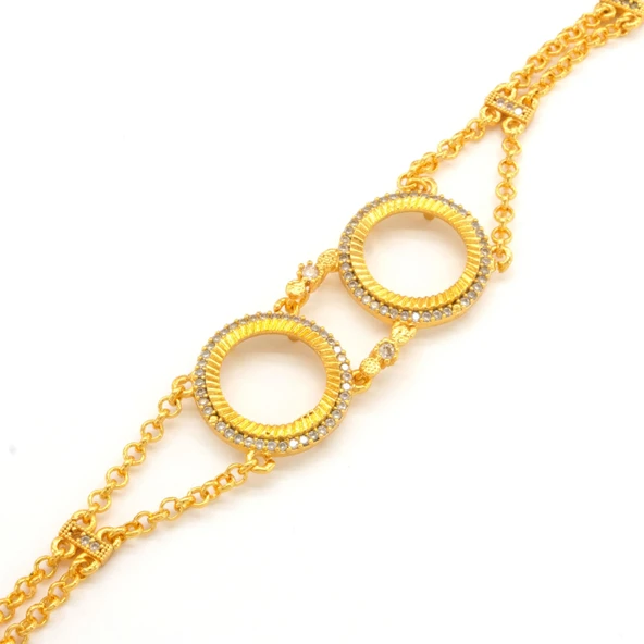 İki Çeyrekli Çerçeve Bileklik Çelik Altın Kaplama BLK-1072 ürün görseli