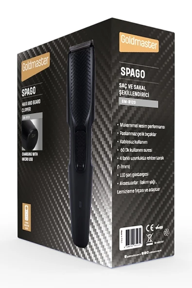 Goldmaster GM-8120 Spago Kablosuz Paslanmaz Çelik Micro USB Şarj Özellikli Saç Sakal Makinesi - 8