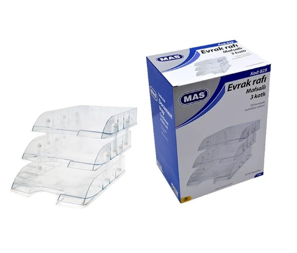 Mas Evrak Rafı Hareketli Plastik 3 Lü Şeffaf 829 - 2