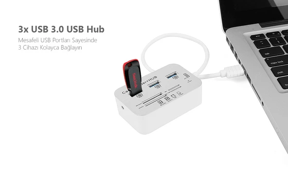 Tx TXACUCR340 3 x USB 3.0 HUB ve Çoklu Harici Kart Okuyucu - 4