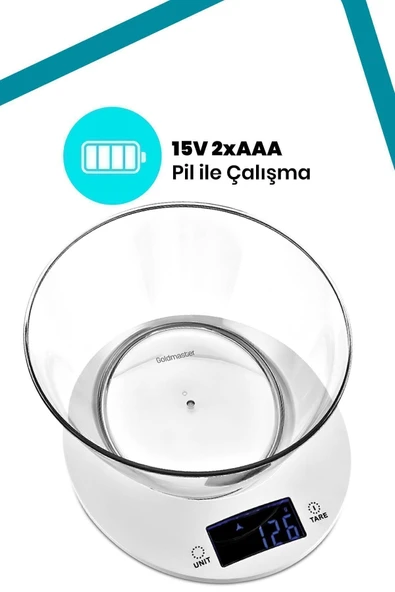 Goldmaster Menekşe Geniş Led Ekranlı Dokunmatik Dijital Hassas 1gr-5kg Mutfak Tartısı Terazisi - 4