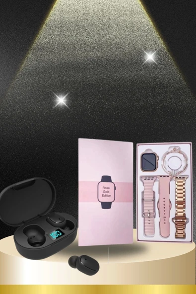 Nabız Ölçer Hediye Bileklikli Akıllı Saat ve Dijital Göstergeli Bluetooth Kulaklık Çoklu Şarj Girişi - 4