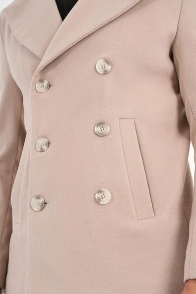 Mattic Bej Kruvaze Erkek Kaban - 4