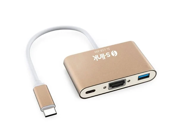 S-Link Type C To HDMI + USB3.0 + USB3.1 Dönüştürücü Adaptör SL-USB-C68