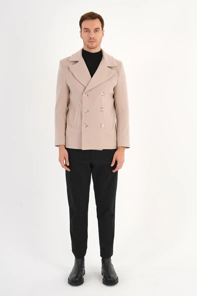 Mattic Bej Kruvaze Erkek Kaban - 2