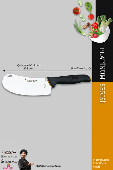 LAZBİSA Mutfak Bıçak Seti Pide Börek Soğan Pizza Kesici  Satır Zırh Platinum Serisi - Resim 2