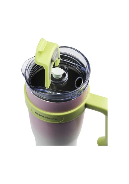 North Pacific Paslanmaz Çelik Pipetli Renkli  Kamp Termosu 1.2 L Pembe - 3