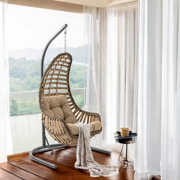 Capri Swing Datça Bahçe Salıncağı | Tek Kişilik | Rattan Salıncak - 2