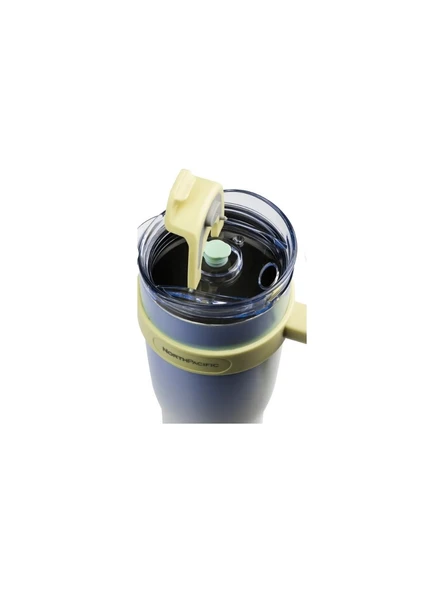 North Pacific Paslanmaz Çelik Pipetli Renkli  Kamp Termosu 1.2 L Mavi - 3