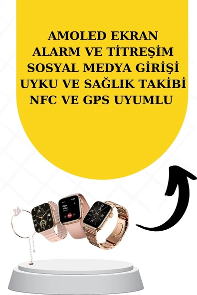 Bileklikli Amoled Ekran Akıllı Saat ve Dijital Göstergeli Kablosuz Bluetooth Kulaklık ANC/ ENC - 2