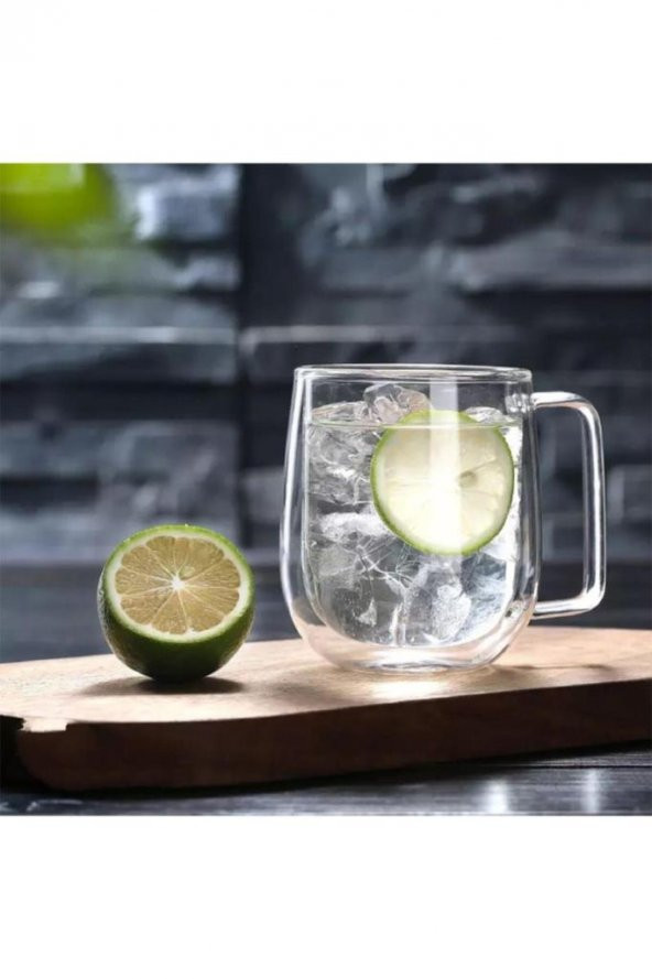 Perotti Çift Cidarlı Cam Bardak Kupa 300 ml 12468 - 1