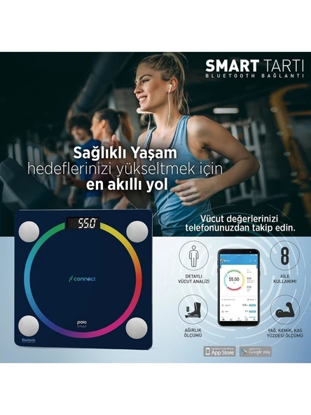 Polosmart PSC04 Connect Yağ Ölçer Akıllı Bluetooth Tartı Baskül - 3