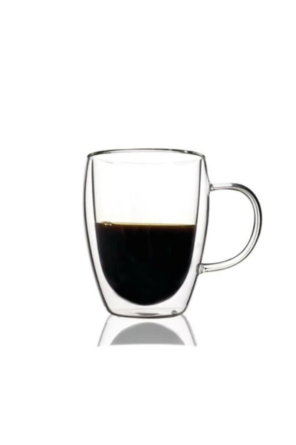 Perotti Çift Cidarlı Cam Kulplu Bardak 350 ml Kupa 12475 - 2