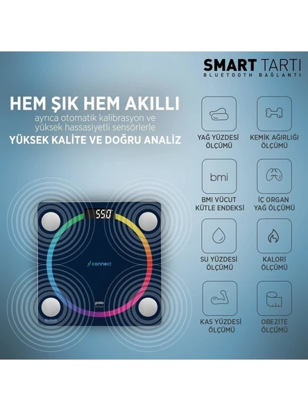 Polosmart PSC04 Connect Yağ Ölçer Akıllı Bluetooth Tartı Baskül - 4