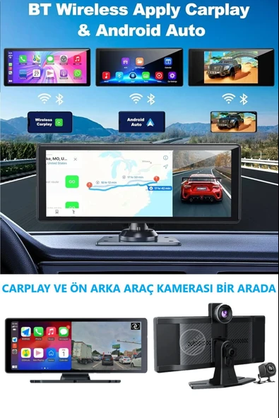 9,05 Inç 2.5K Quad HD Wifi Carplay Ön Arka Araç Kamerası İkisi Bir Arada Set Ios Android Navigasyon