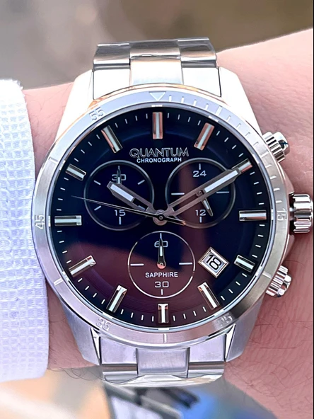 Quantum Sapphire Cam Çelik Kordon İç Kadran Fonksiyonları Aktif 10 Atm Erkek Kol Saati EPWG1159.390 - Resim 4