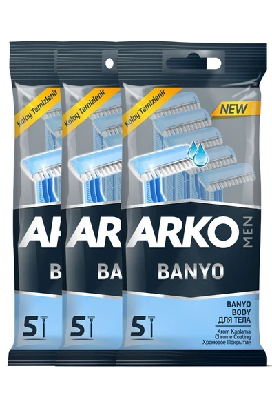 Arko Men Banyo Tıraş Bıçağı 5' li x 3 Adet