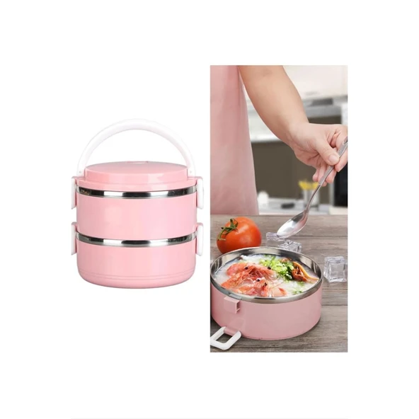 Tohana İkili Yemek Taşıma Kabı 1,5 Litre Pembe ERL001 - 6