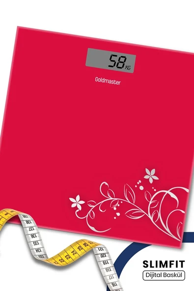 Goldmaster Slimfit Gm-7175R Kırmızı Gold Çiçekli Baskül Tartı - 2