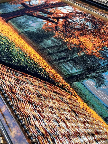 Kayıp Mevsimin Hikayesi Adlı İran Tebriz Halı Tablo 123x73cm - Duvar Halı Kilim Tablo - 7