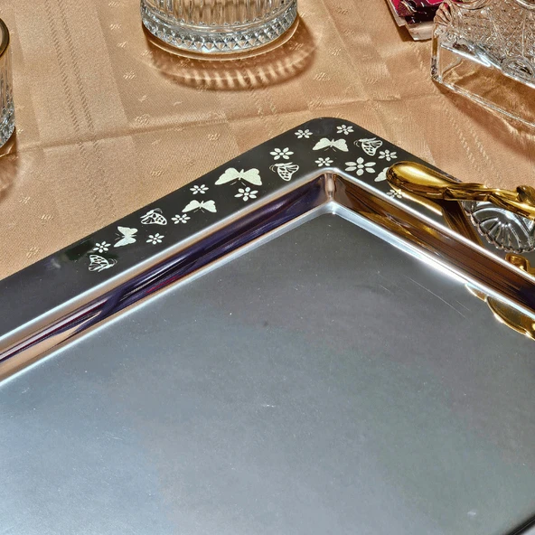 Kelebek Saten Gold Kulp Tekli 1MM Paslanmaz Çelik 18/15 - 6