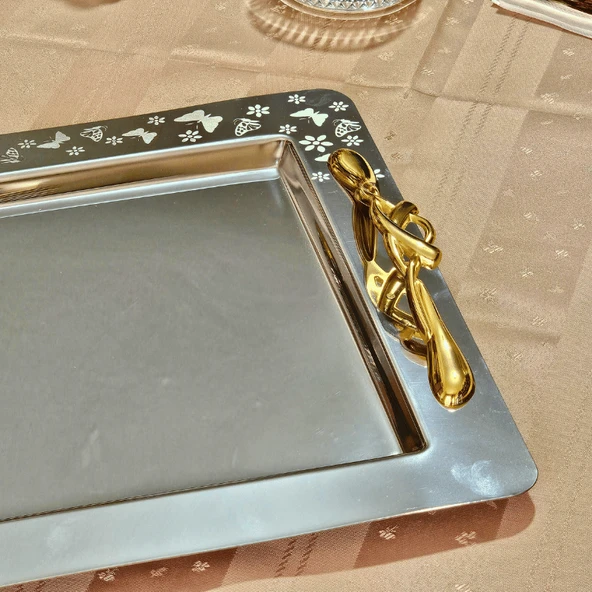 Kelebek Saten Gold Kulp Tekli 1MM Paslanmaz Çelik 18/15 - 3