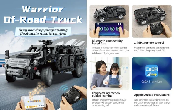 CaDA Warrior Police Truck Uzaktan Kumandalı Polis Aracı Yapı Blokları Oyuncak Seti C51207W - 7