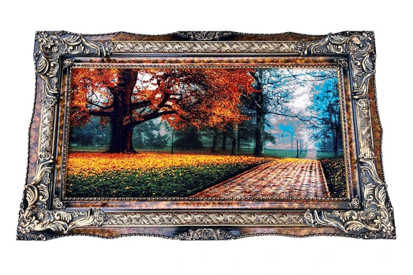 Kayıp Mevsimin Hikayesi Adlı İran Tebriz Halı Tablo 123x73cm - Duvar Halı Kilim Tablo