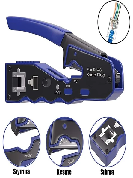 RJ45 EZ Kesme Sıkma Pensesi Aleti Taşınabilir Dayanıklı ve Kullanışlı Kablo Kesici - 8