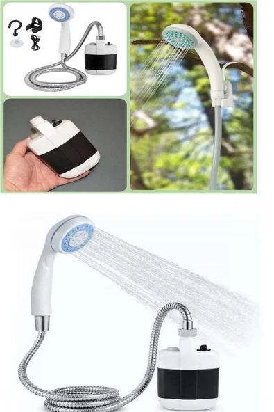 USB Şarjlı El Duş Pompası Taşınabilir Kamp Tatil Seyahat Banyo Su Pompası Başlık Hortum Seti - 4