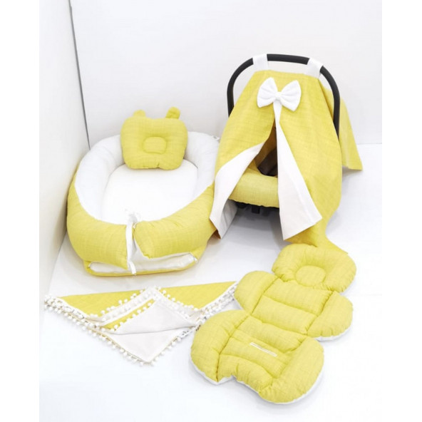 Mordesign Babynest Ortopedik Anne Yanı Bebek Yatak ve Puset Aksesuar 6'lı Set - 1