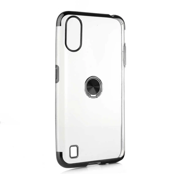 Galaxy A01 Kılıf Zore Gess Kenarları Renkli Yüzük Aparatlı Kılıf - Resim 2