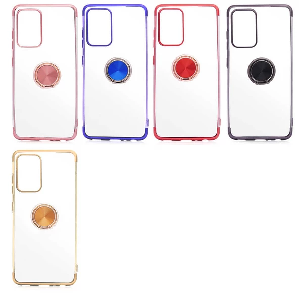 Galaxy A52 Kılıf Zore Gess Kenarları Renkli Yüzük Aparatlı Kılıf - Resim 7