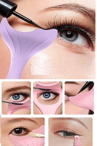Deniz Kızı Kirpik Rimel Eyeliner Maskara Şablonu Silikon  Makyaj Uygulama Aparatı - 4