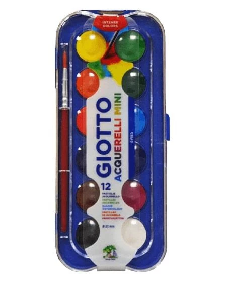 Giotto Aquarelli Mini 12 Renk Sulu Boya 23 mm