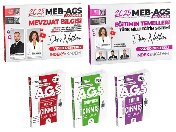 İndeks + Dizgi 2025 MEB-AGS Eğitimin Temelleri + Mevzuat Bilgisi Ders + Tarih + Anayasa Çıkmış 5 li