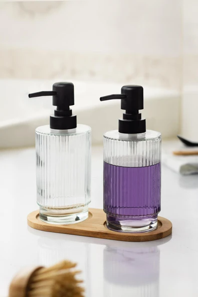 2 Li Bambu Altlıklı Sıvı Sabunluk Seti - 3