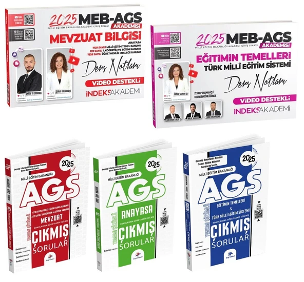 İndeks + Dizgi 2025 MEB-AGS Eğitimin Temelleri + Mevzuat + Anayasa Ders + Çıkmış Sorular 5 li Set
