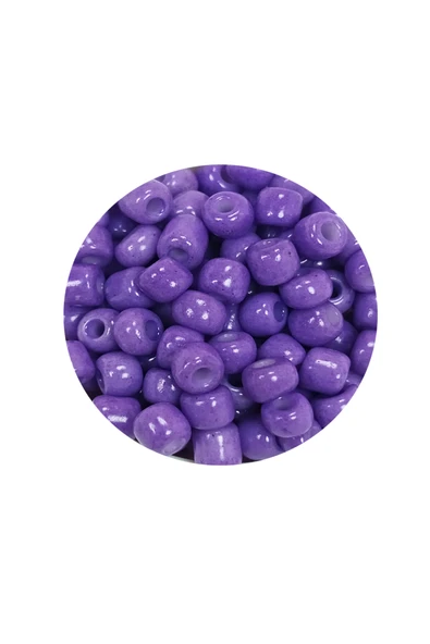 Dökme Cam Kum Boncuk Büyük Boy (6/0) 4 mm - 20 Gram - Mor - BNC080 - 2