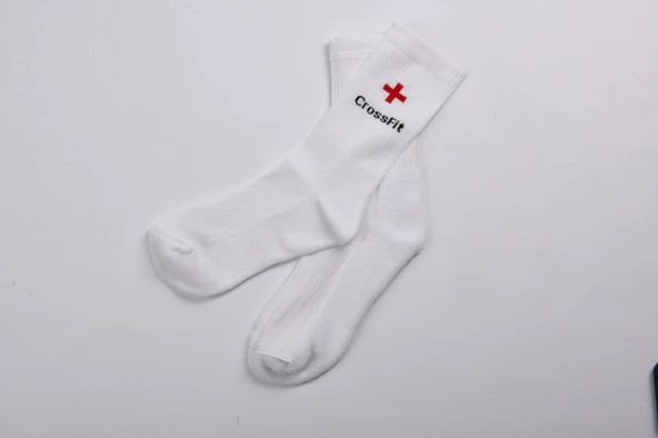 Beyaz Fitilli  Crossfit Spor Unisex Çorap