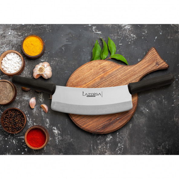 LAZBİSA Mutfak Bıçak Seti Çift Tutma Zırh Kıyma Satırı 30 cm Çelik Uzunluk