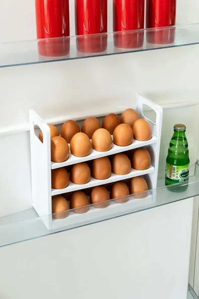 Buzdolabı Rafına Sığabilen 30'lu 3 Katlı Yumurtalık Buzdolabı Organizeri - 2