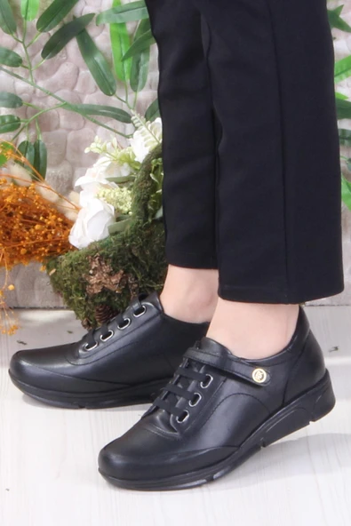 Mehmet Mete 4213 Rahat Esnek Cırtlı Hakiki Deri Kadın Ayakkabı - Resim 3