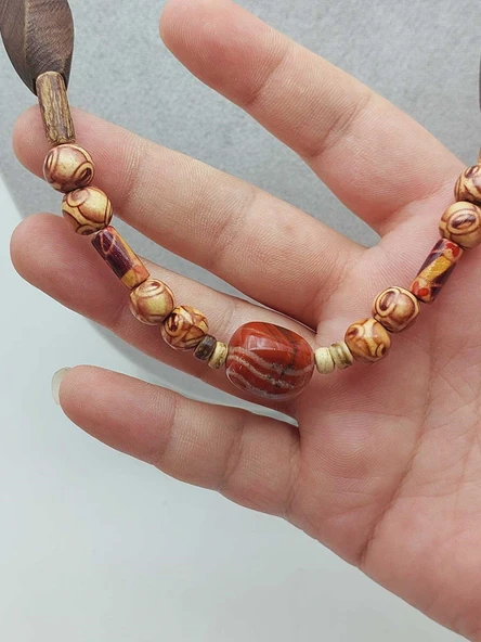 Ahşap & Jasper Tasarım Unisex Otantik Kolye (56098) - Resim 3