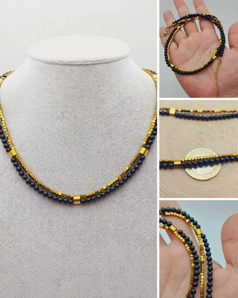 Lucid Dream Serisi Shungite (Şungit) Taşı 4mm Kolye (23170) ürün görseli 1