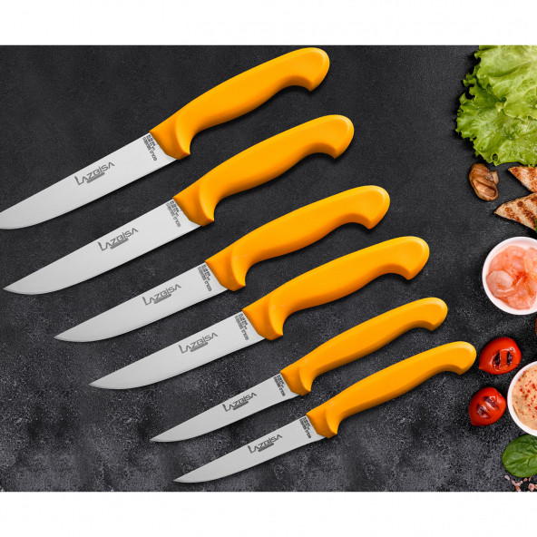 LAZBİSA Mutfak Bıçak Seti Et Sebze Meyve Ekmek Bıçak 6 lı Gold Serisi